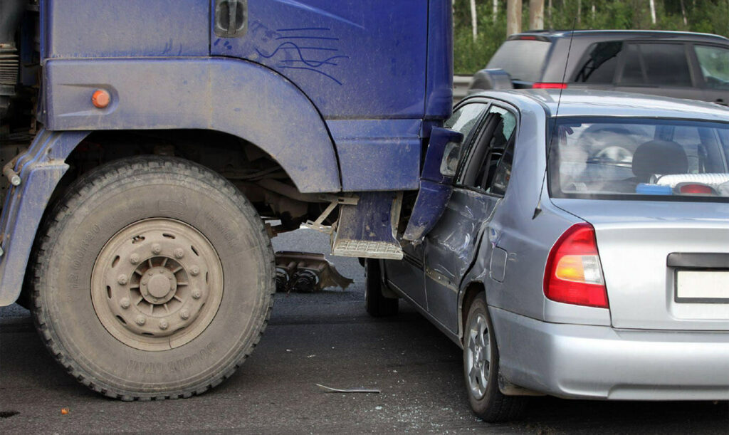 a truck in an accident with a car