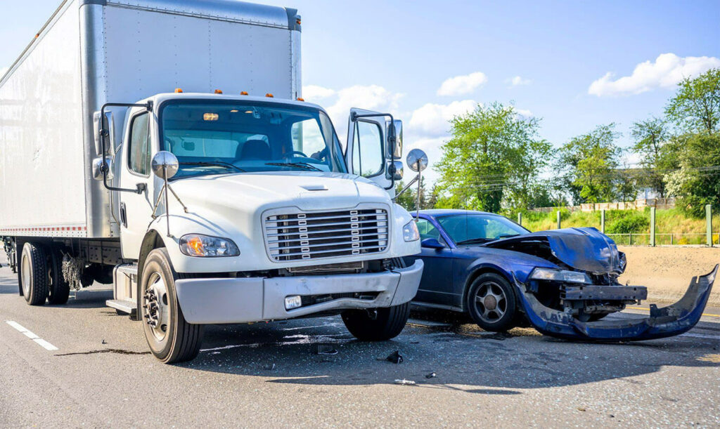 a truck in an accident with a car