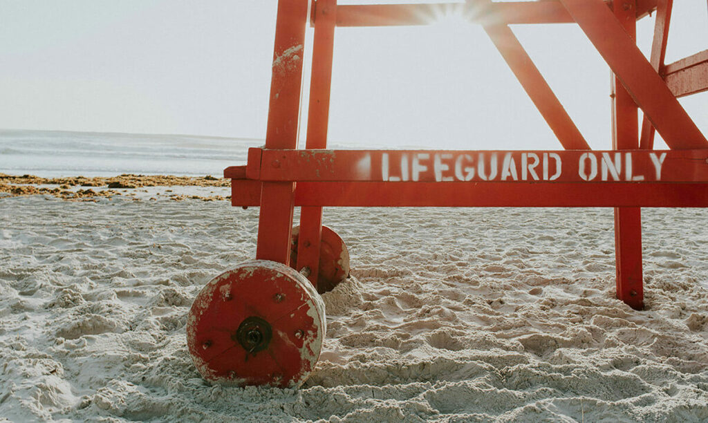a lifeguard stand on a beach